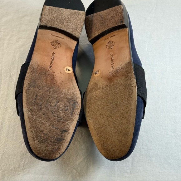 ANTONIO MELANI Dark Blue Suede Loafers with Black Bow Women’s Size 7 - Picture 10 of 11